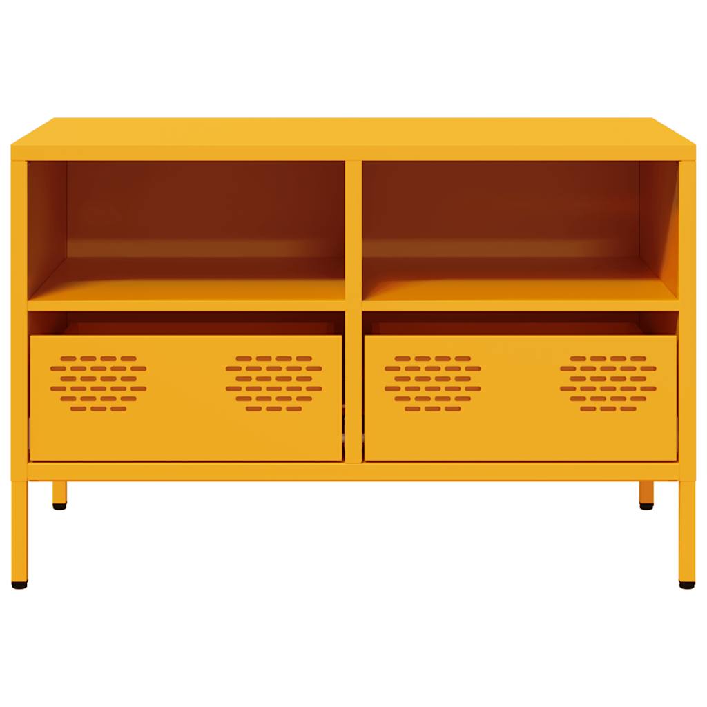 Meuble TV jaune moutarde 68x39x43,5 cm Acier laminé à froid