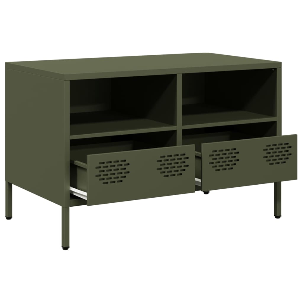 Meuble TV vert olive 68x39x43,5 cm Acier laminé à froid