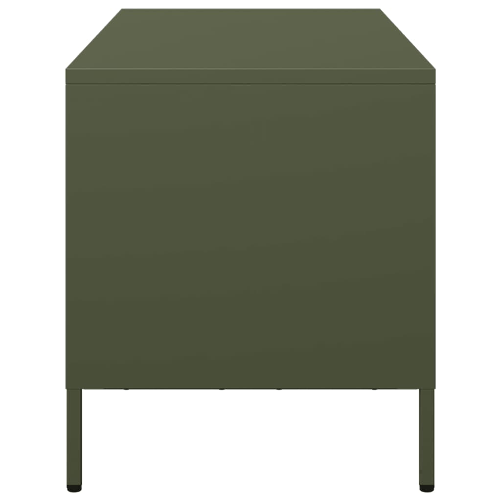 Meuble TV vert olive 68x39x43,5 cm Acier laminé à froid