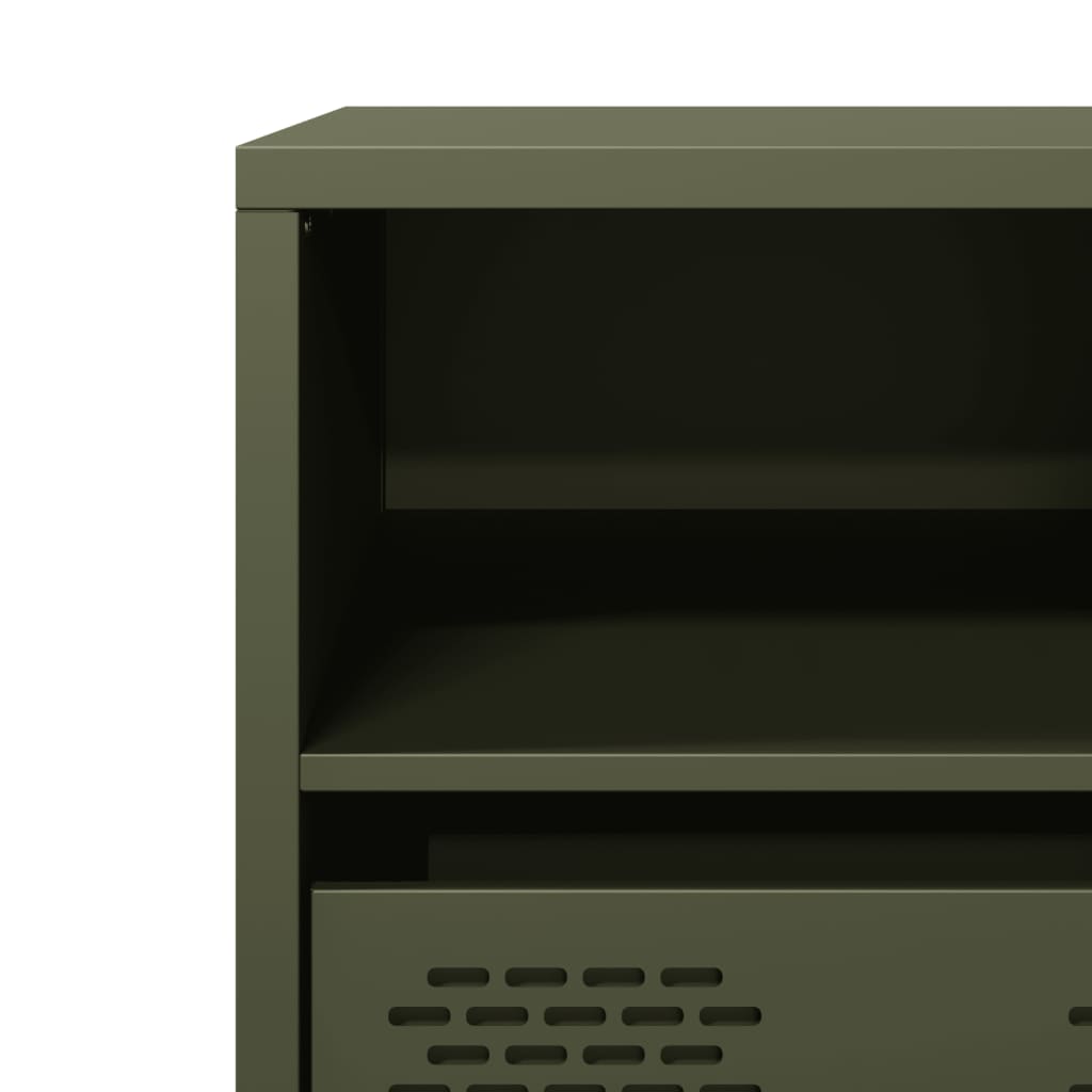 Meuble TV vert olive 68x39x43,5 cm Acier laminé à froid