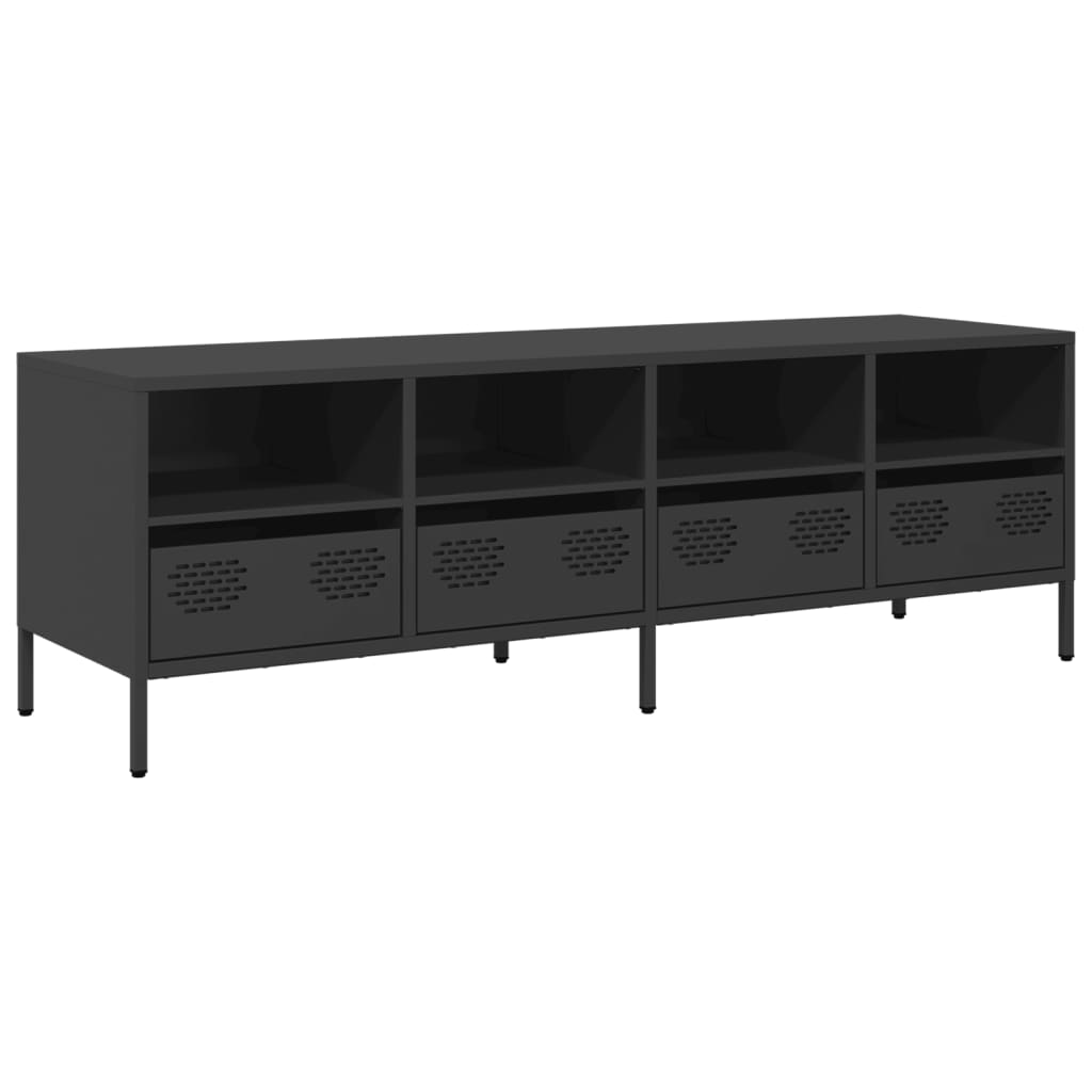 Meuble TV noir 135x39x43,5 cm en acier laminé à froid