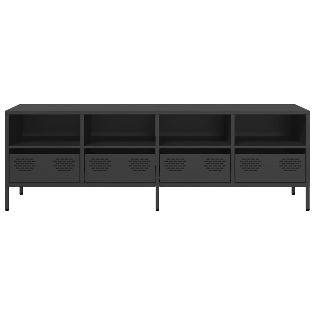 Meuble TV noir 135x39x43,5 cm en acier laminé à froid