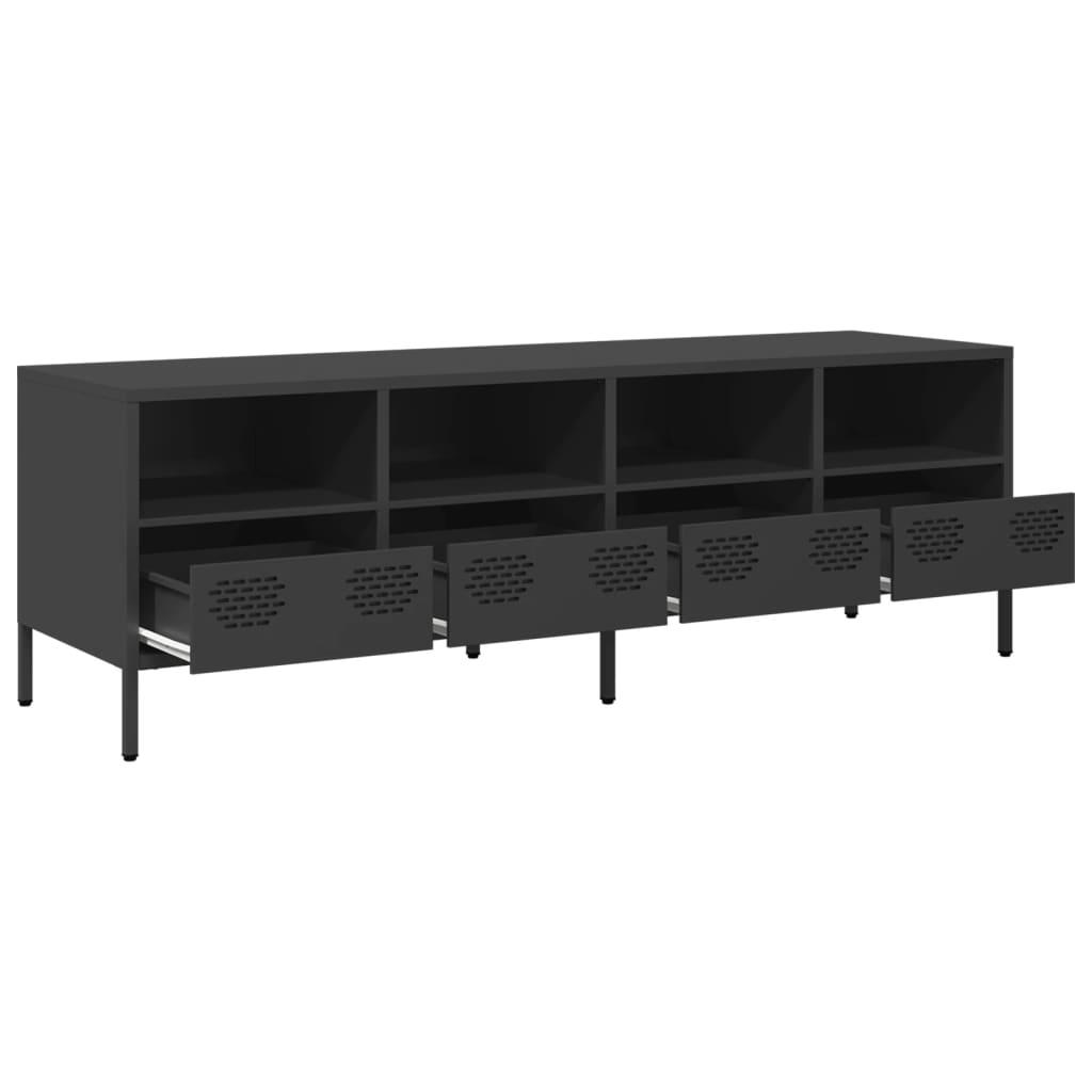 Meuble TV noir 135x39x43,5 cm en acier laminé à froid