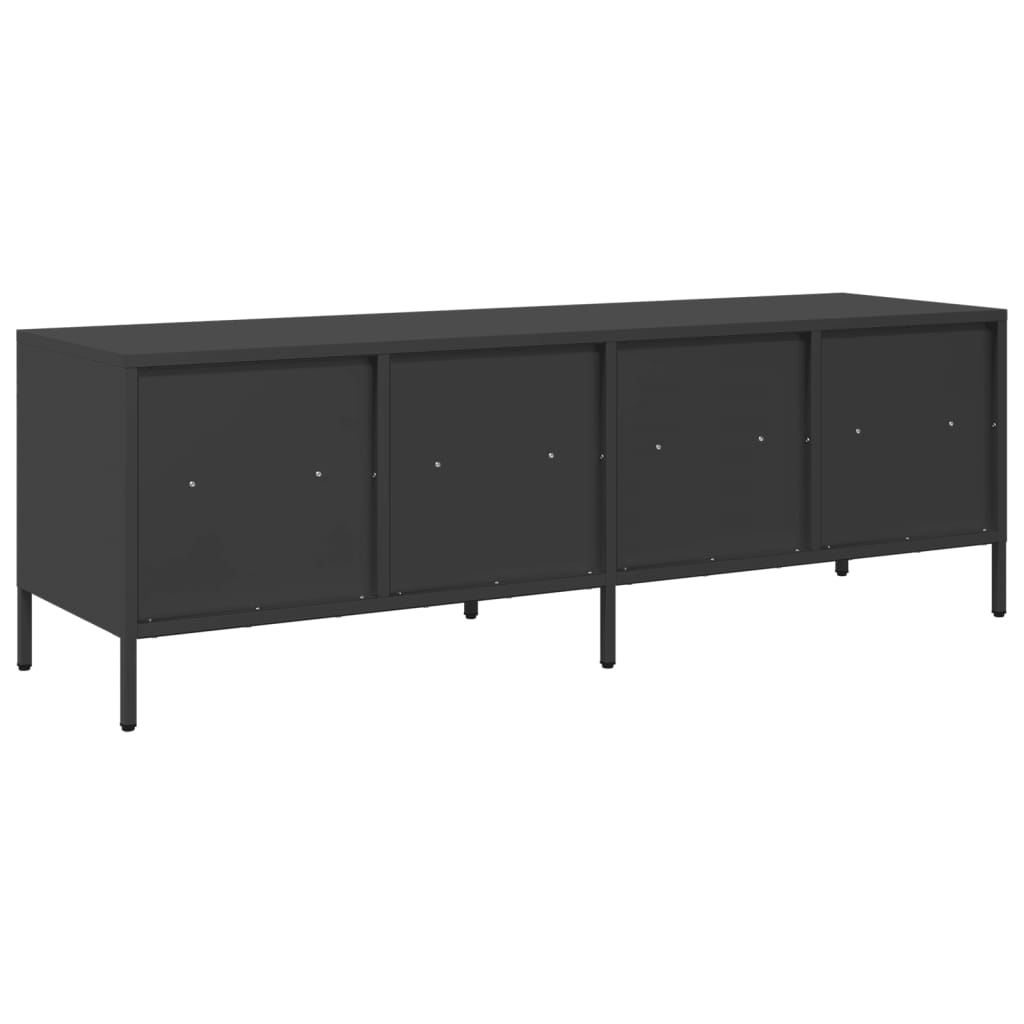 Meuble TV noir 135x39x43,5 cm en acier laminé à froid