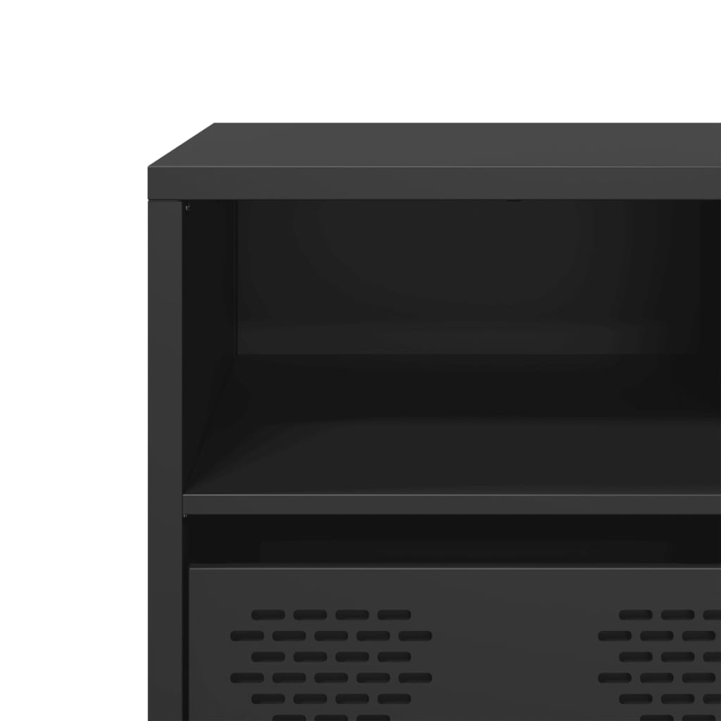 Meuble TV noir 135x39x43,5 cm en acier laminé à froid