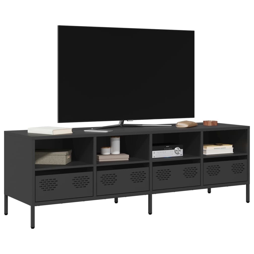 Meuble TV noir 135x39x43,5 cm en acier laminé à froid