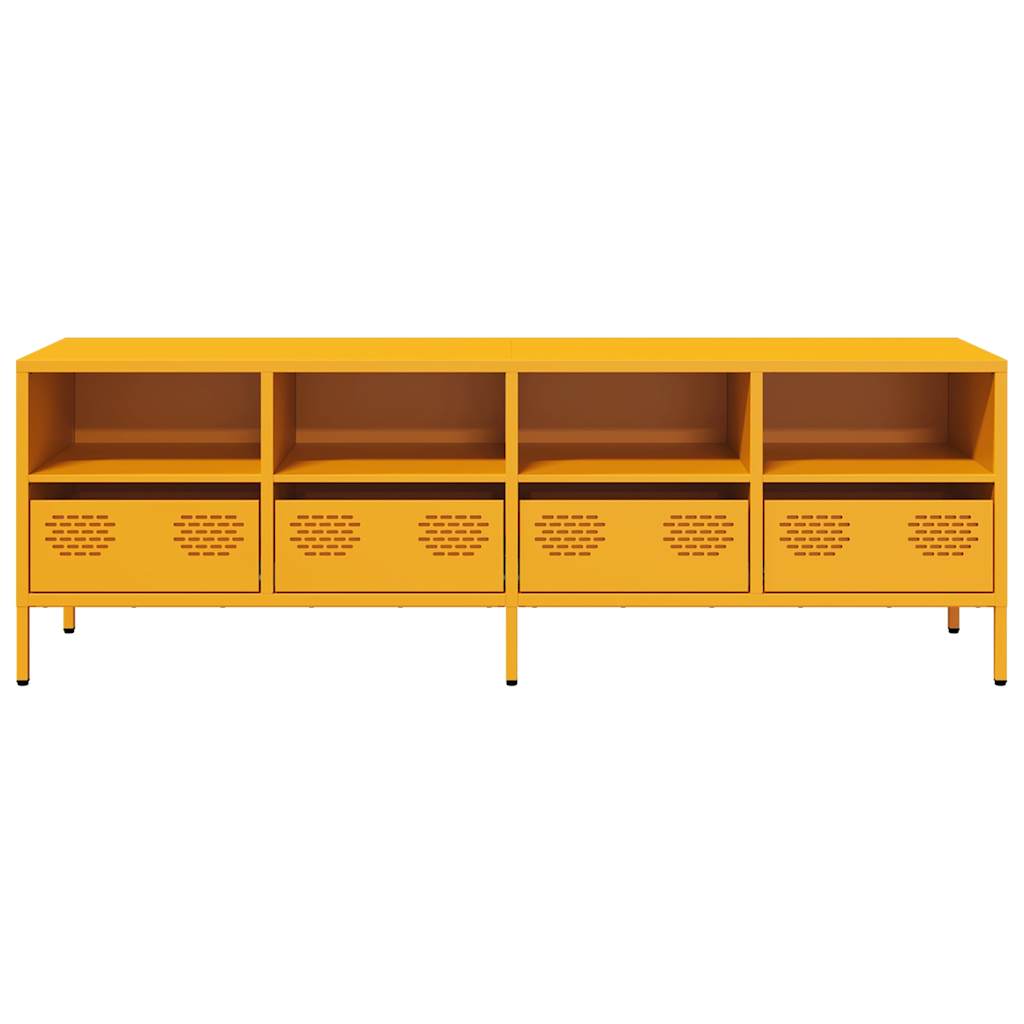 Meuble TV jaune moutarde 135x39x43,5 cm Acier laminé à froid