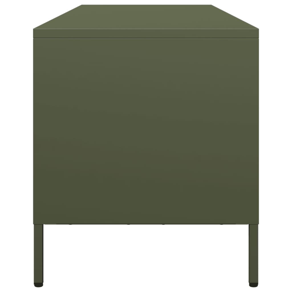 Meuble TV vert olive 135x39x43,5 cm Acier laminé à froid