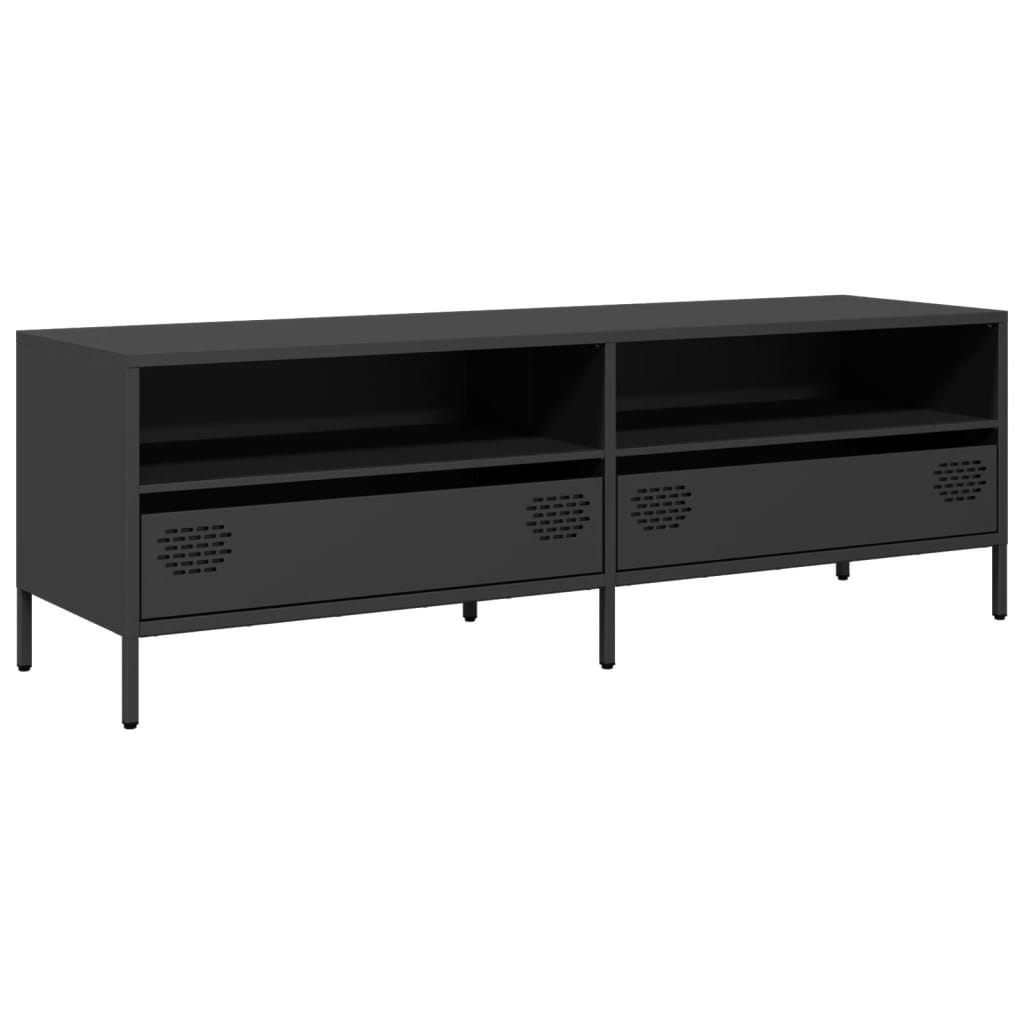 Meuble TV noir 135x39x43,5 cm en acier laminé à froid
