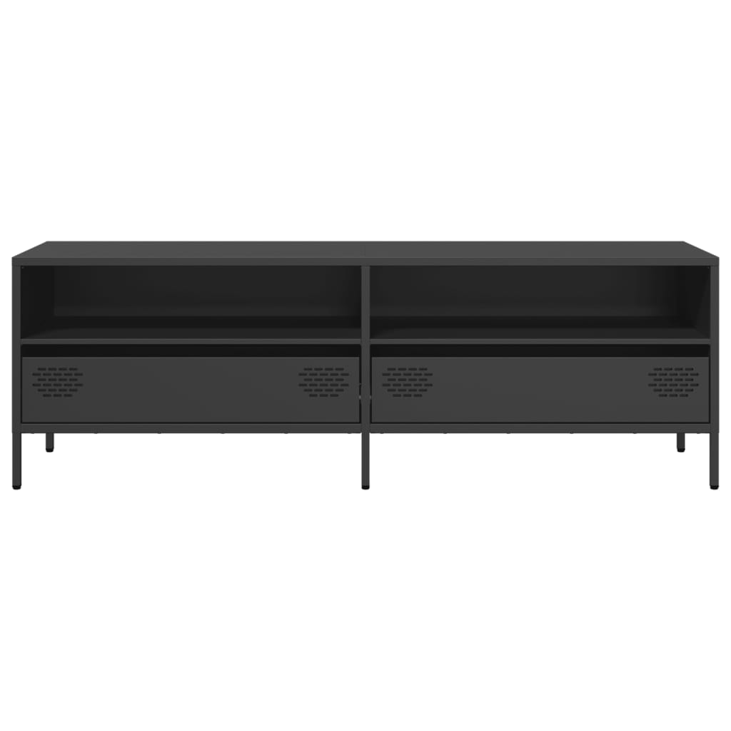Meuble TV noir 135x39x43,5 cm en acier laminé à froid