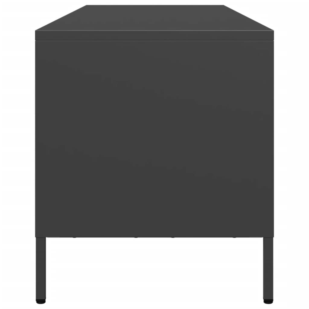 Meuble TV noir 135x39x43,5 cm en acier laminé à froid