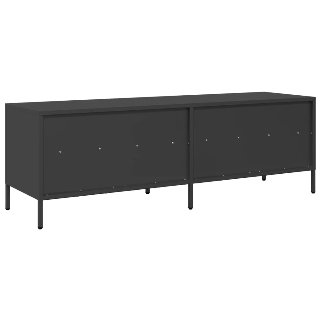Meuble TV noir 135x39x43,5 cm en acier laminé à froid