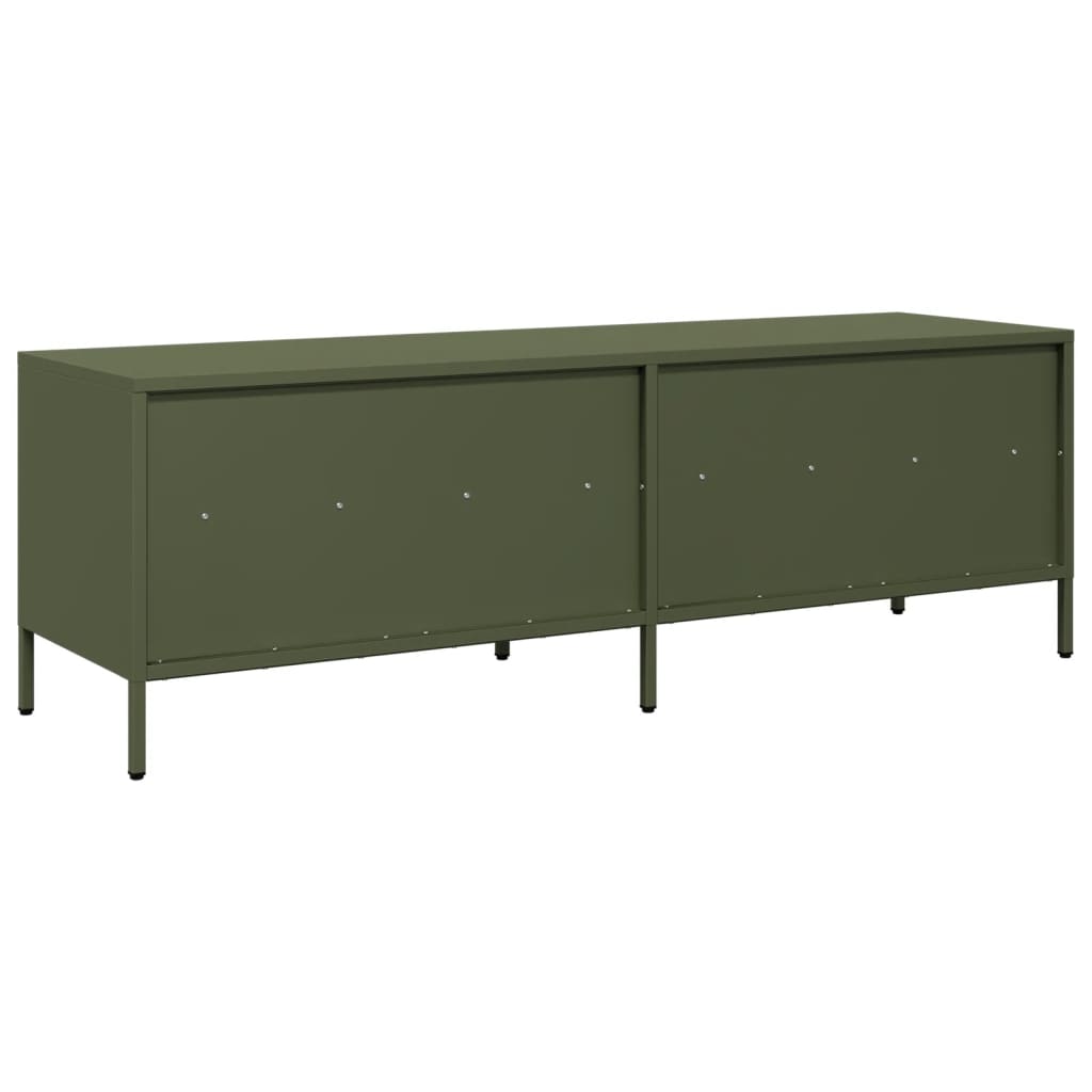 Meuble TV vert olive 135x39x43,5 cm Acier laminé à froid