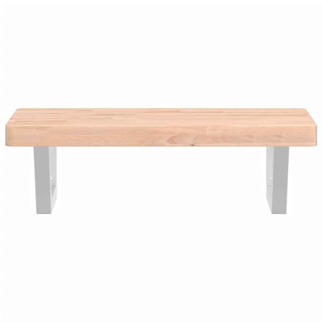 Waschbeckenregal Wandmontage Stahl und Massivholz Buche