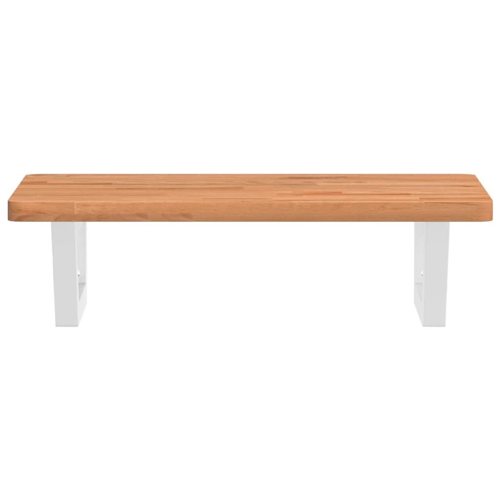 Waschbeckenregal Wandmontage Stahl und Massivholz Buche