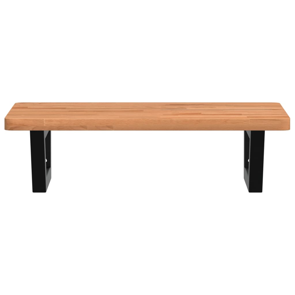 Waschbeckenregal Wandmontage Stahl und Massivholz Buche