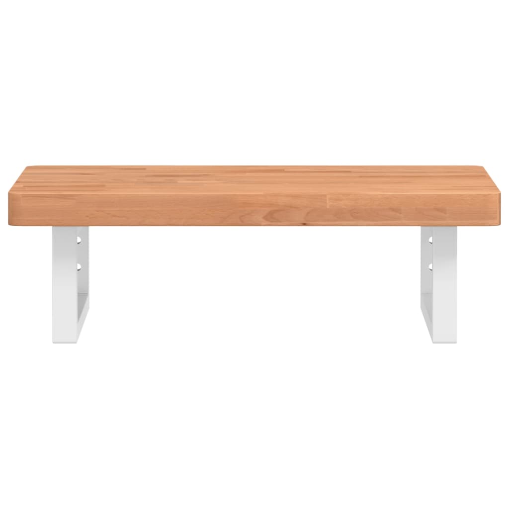 Washbasin shelf wall-mounted steel and solid beech wood