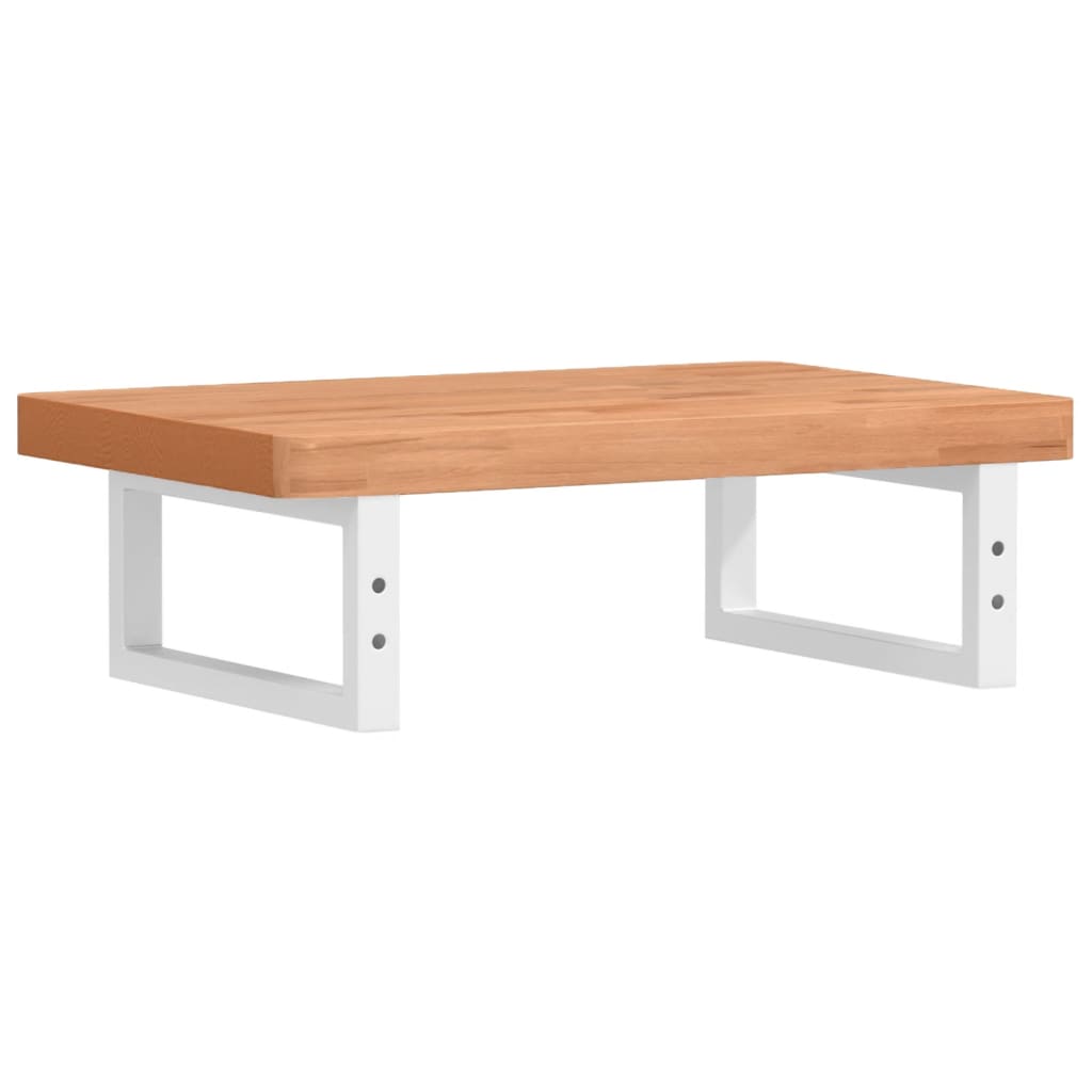Washbasin shelf wall-mounted steel and solid beech wood