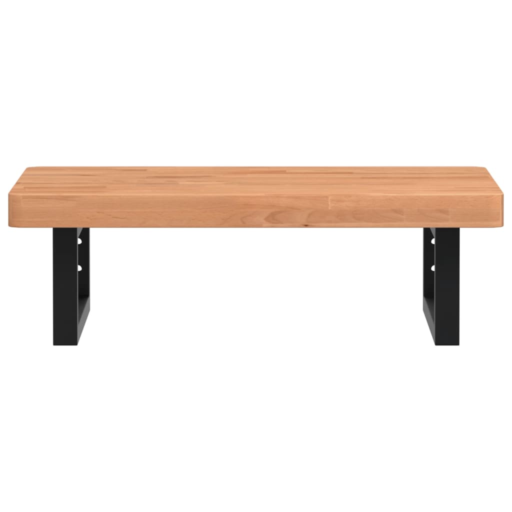 Waschbeckenregal Wandmontage Stahl und Massivholz Buche