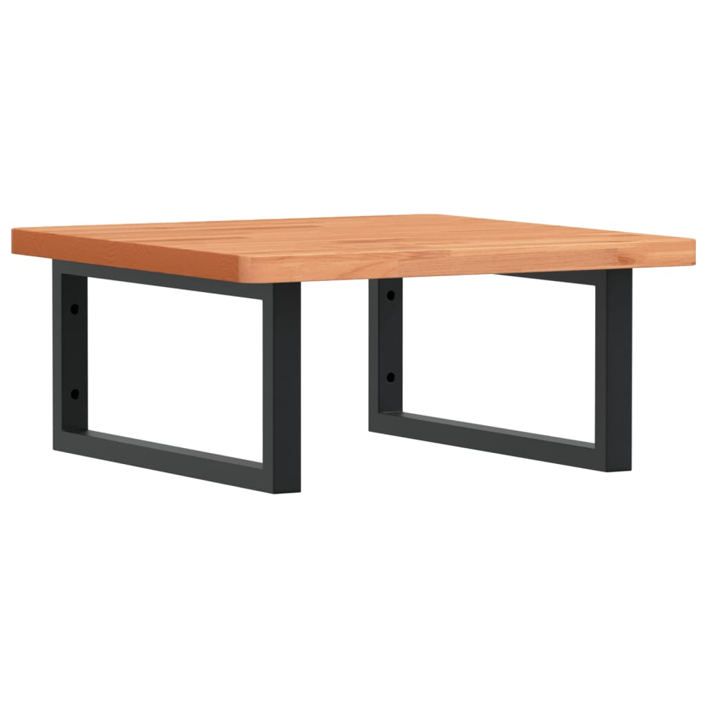 Washbasin shelf wall-mounted steel and solid beech wood