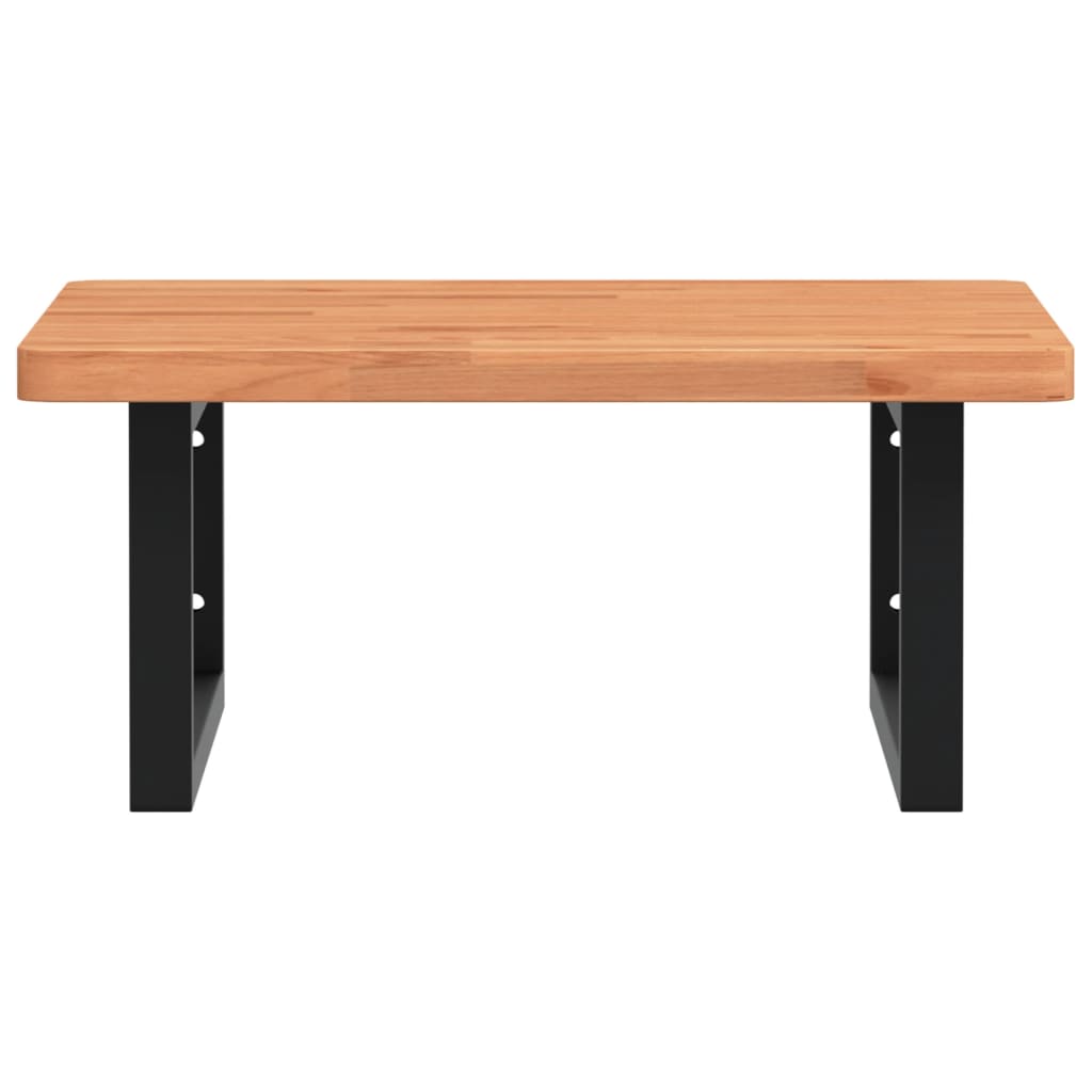 Washbasin shelf wall-mounted steel and solid beech wood