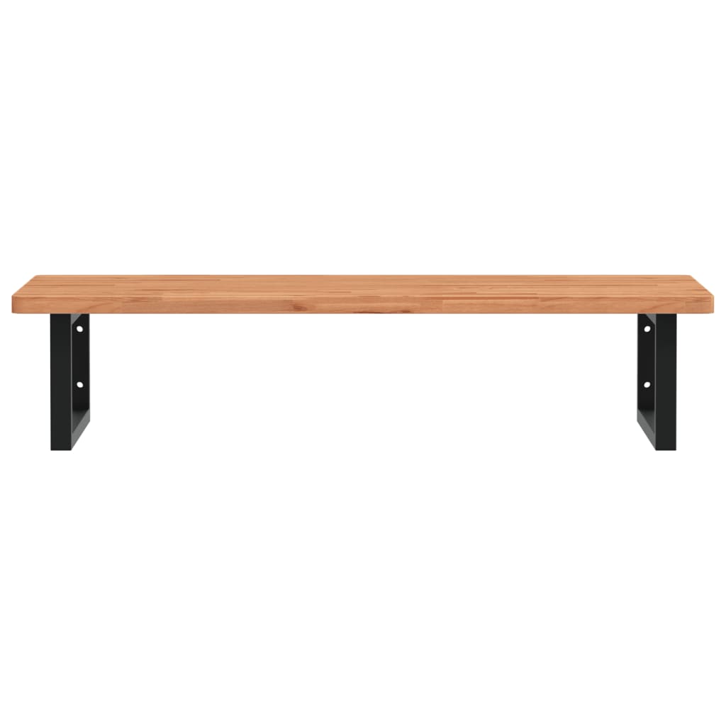 Waschbeckenregal Wandmontage Stahl und Massivholz Buche