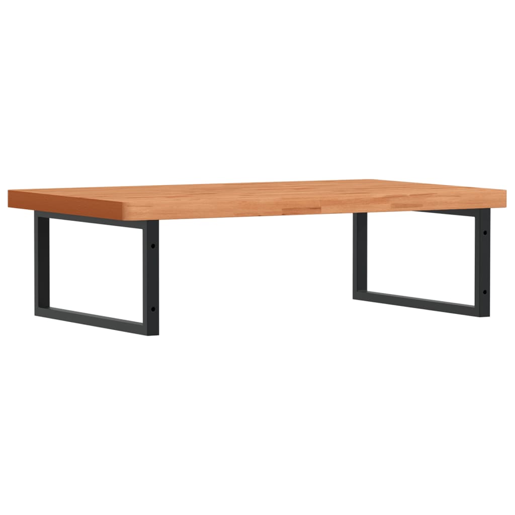 Washbasin shelf wall-mounted steel and solid beech wood