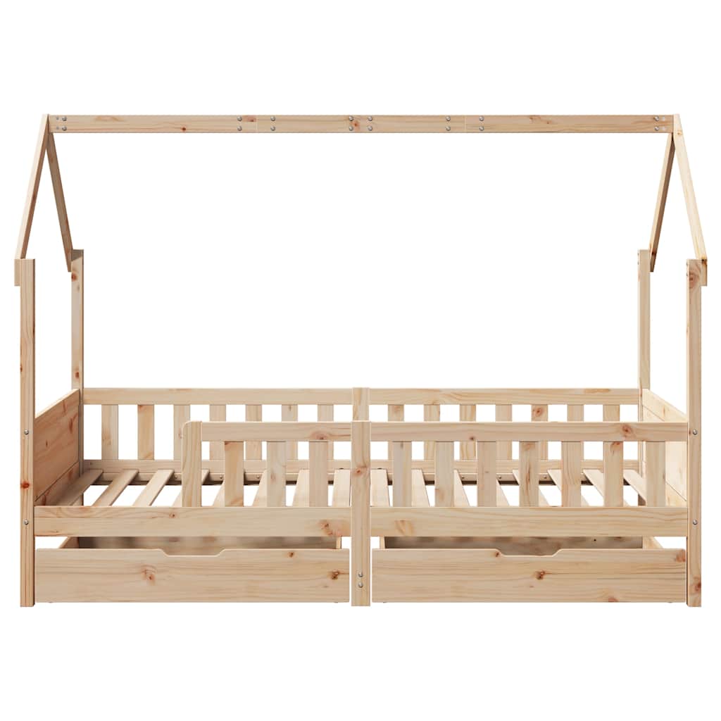 Children's bed with drawers 90x200 cm solid pine wood