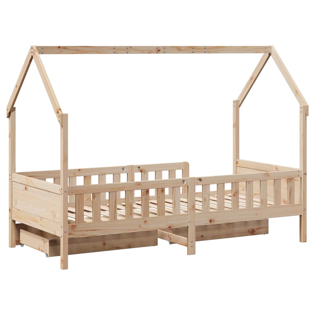 Children's bed with drawers 90x200 cm solid pine wood