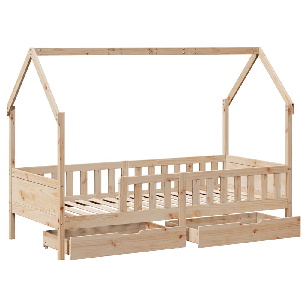Children's bed with drawers 90x200 cm solid pine wood