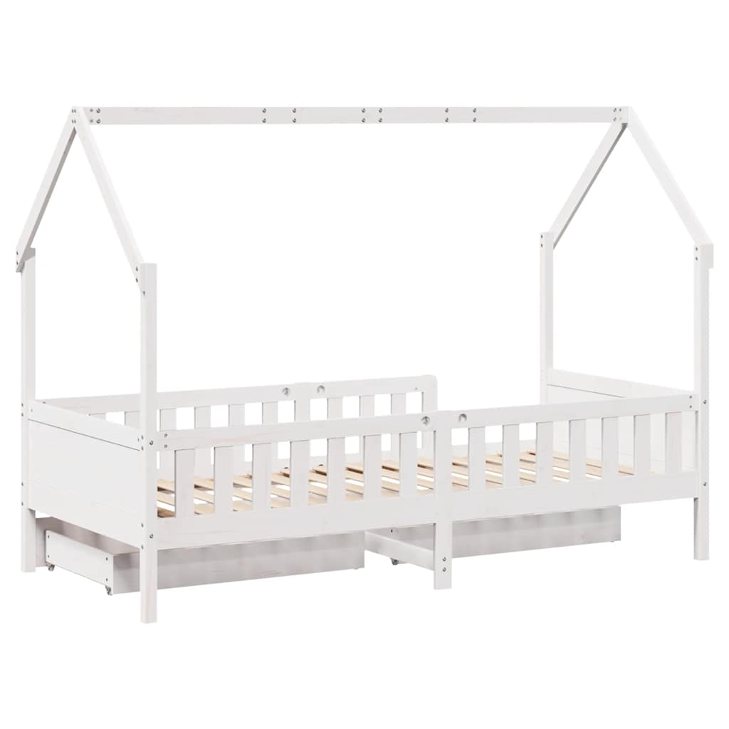 Children's bed with drawers 90x200 cm solid pine wood