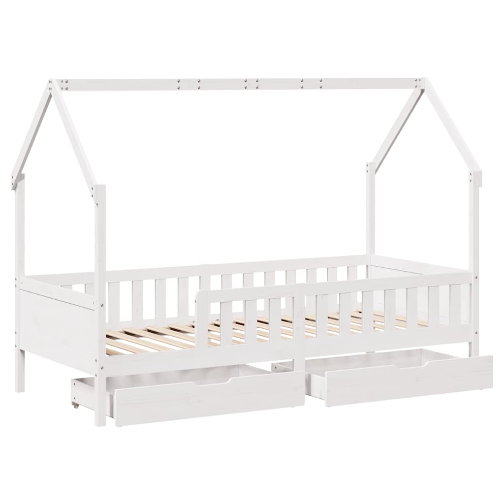 Children's bed with drawers 90x200 cm solid pine wood