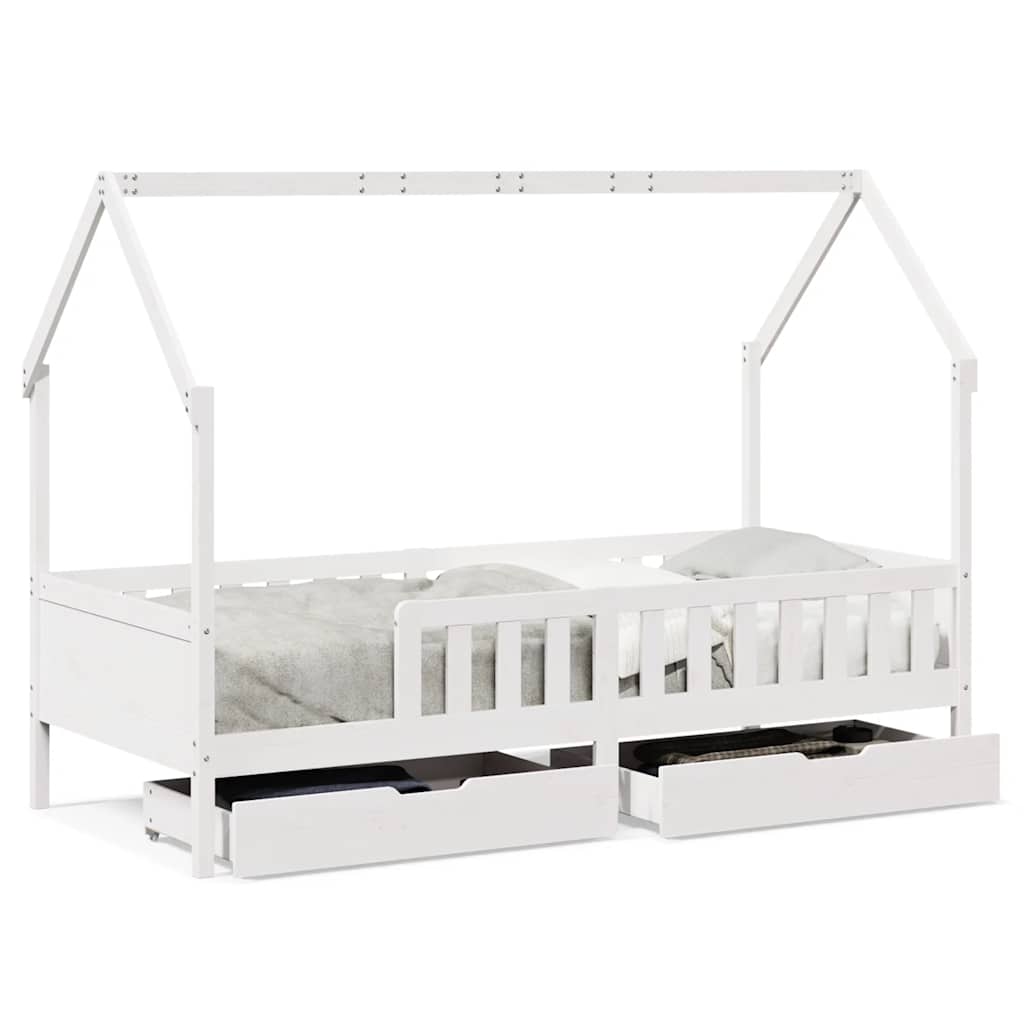 Children's bed with drawers 90x190 cm solid pine wood