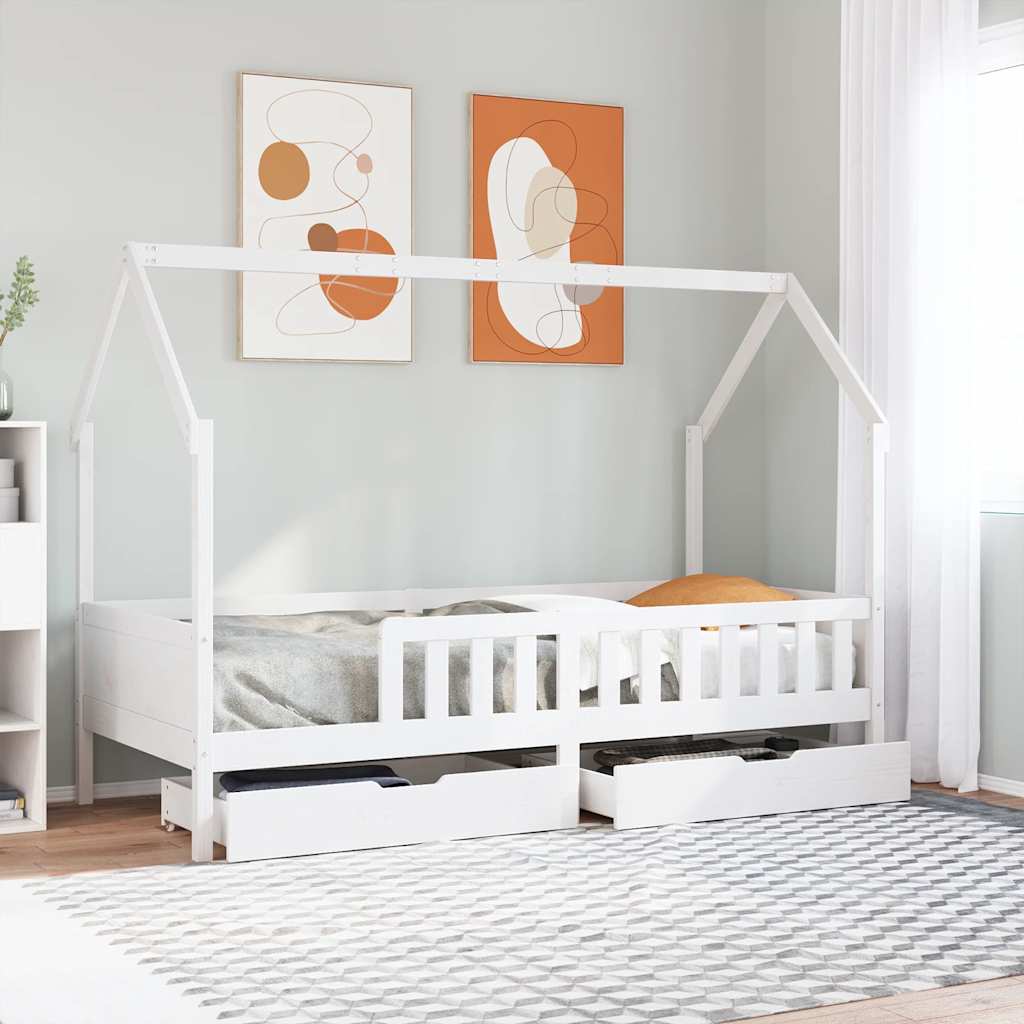 Children's bed with drawers 90x190 cm solid pine wood