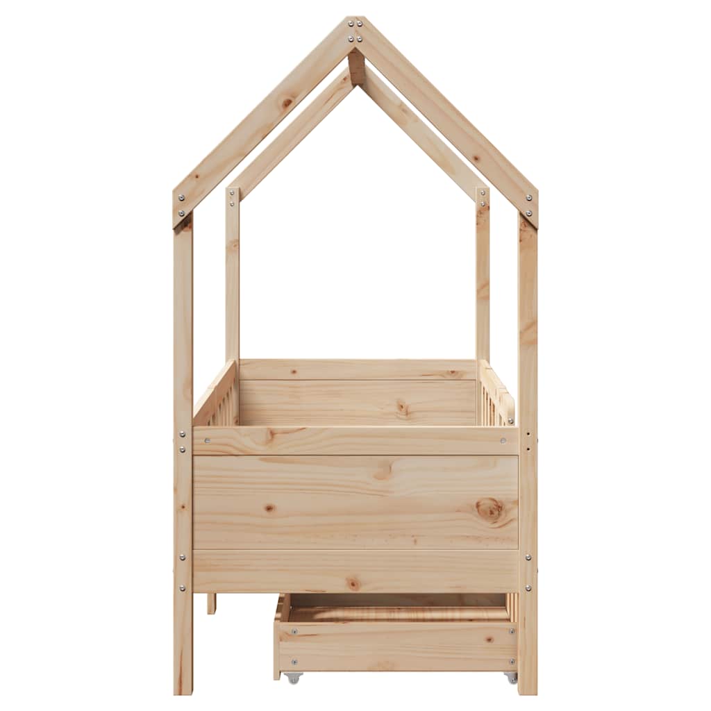 Children's bed with drawers 80x170 cm solid pine wood