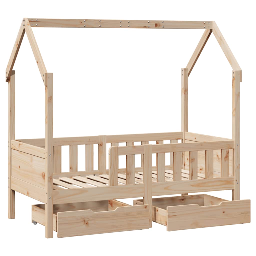 Children's bed with drawers 80x170 cm solid pine wood