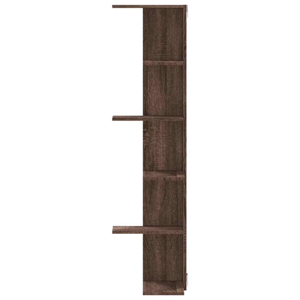 Wall Corner Shelf Brown Oak Look 36.5x36.5x140 cm Wood Material