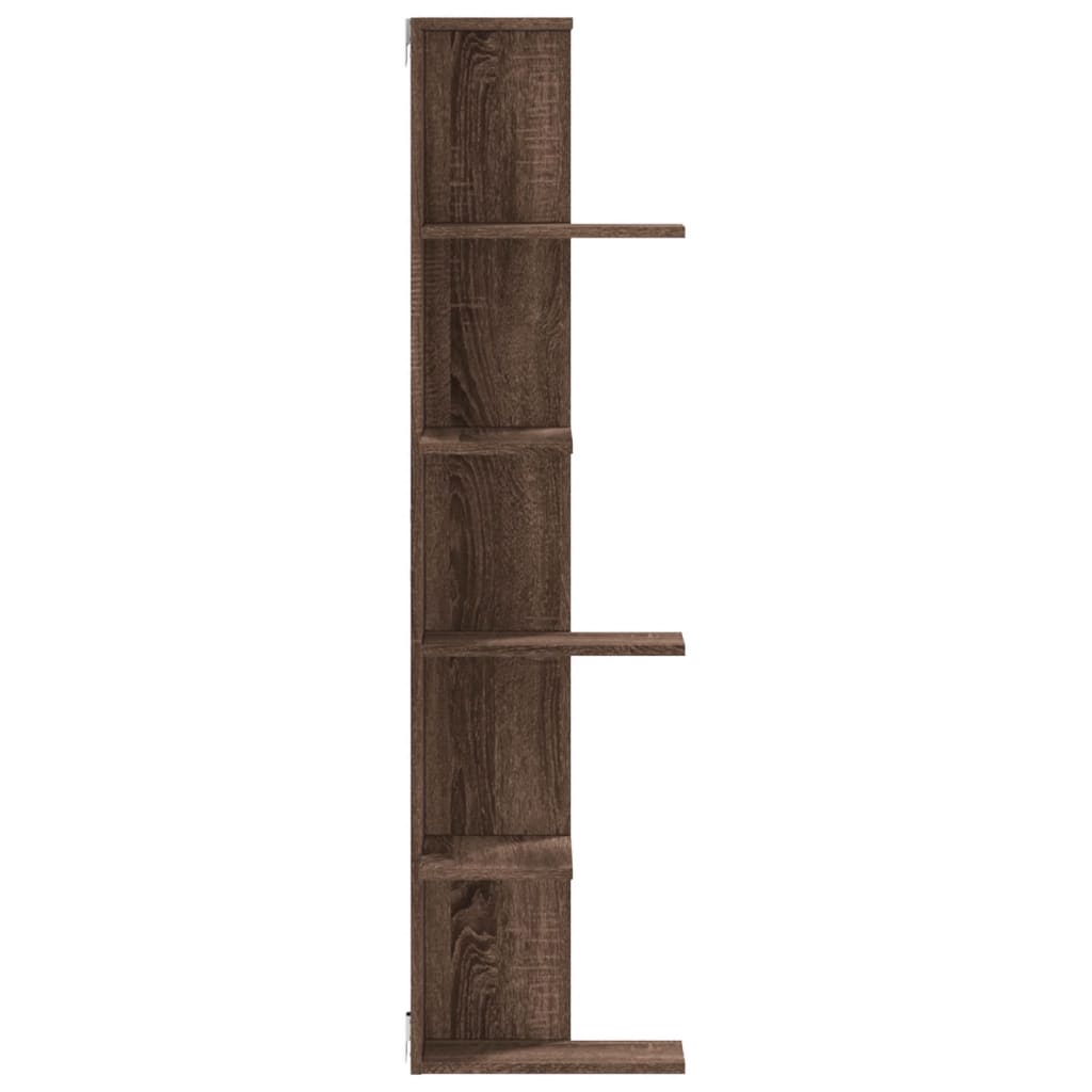 Wall Corner Shelf Brown Oak Look 36.5x36.5x140 cm Wood Material