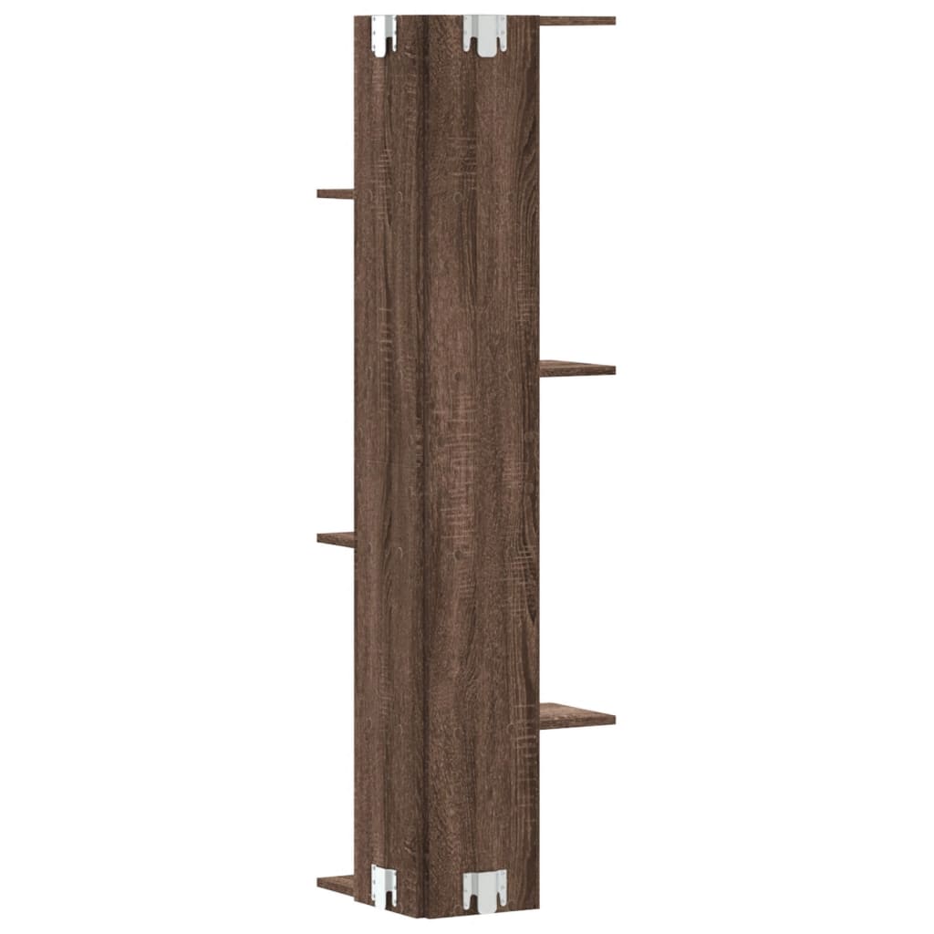 Wall Corner Shelf Brown Oak Look 36.5x36.5x140 cm Wood Material