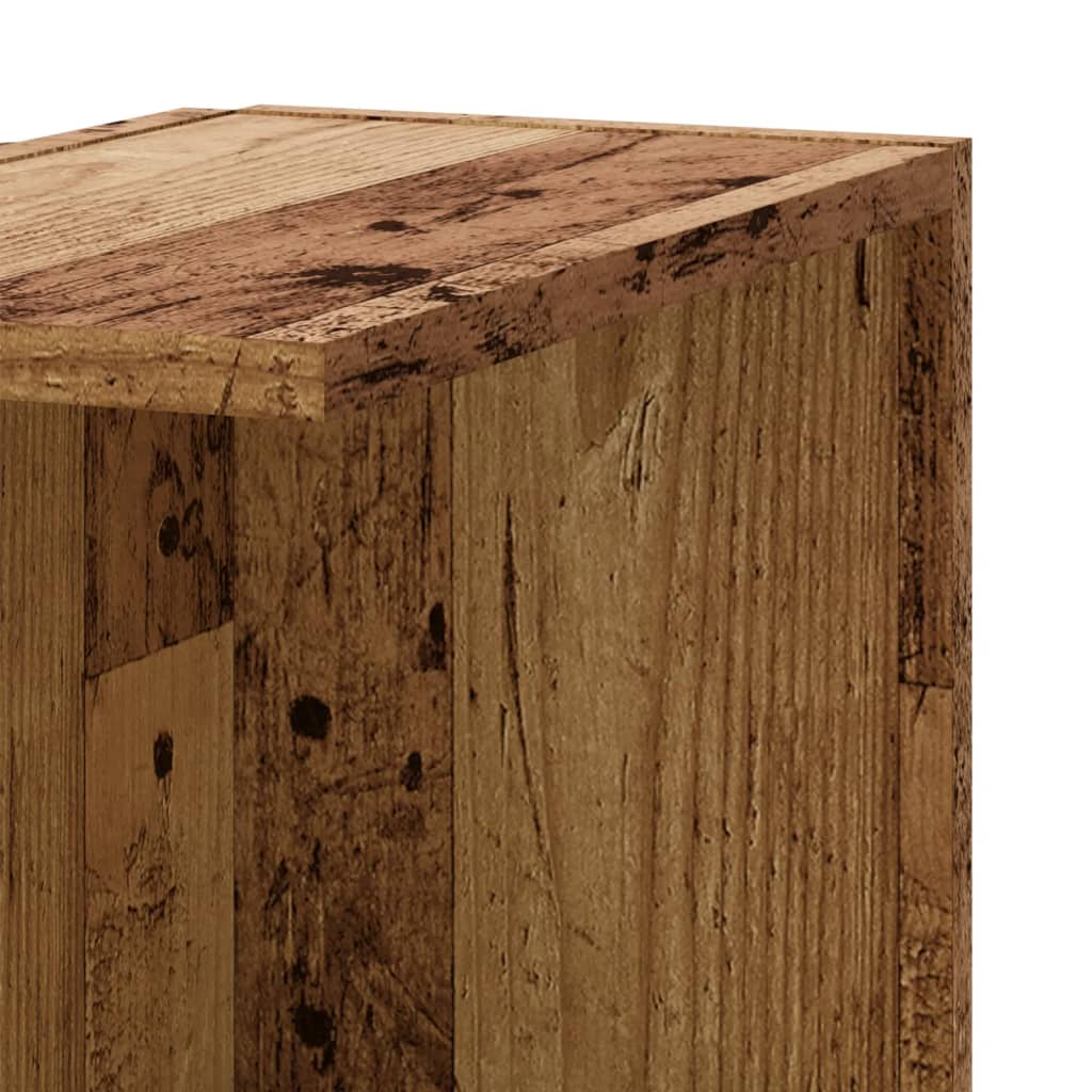 Étagère d'angle murale aspect bois de récupération 36,5x36,5x140 cm en matériau bois