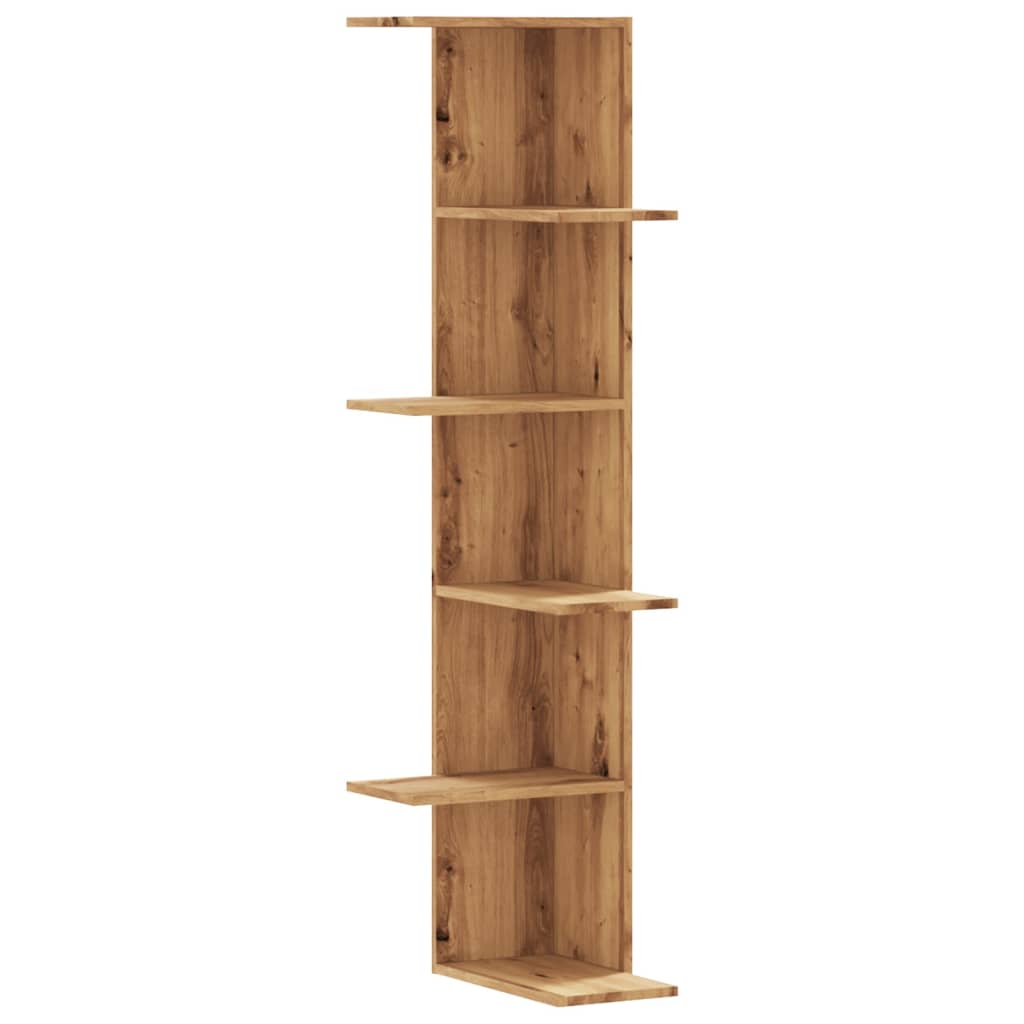 Etagère d'angle murale Chêne artisanal 36,5x36,5x140 cm matière bois