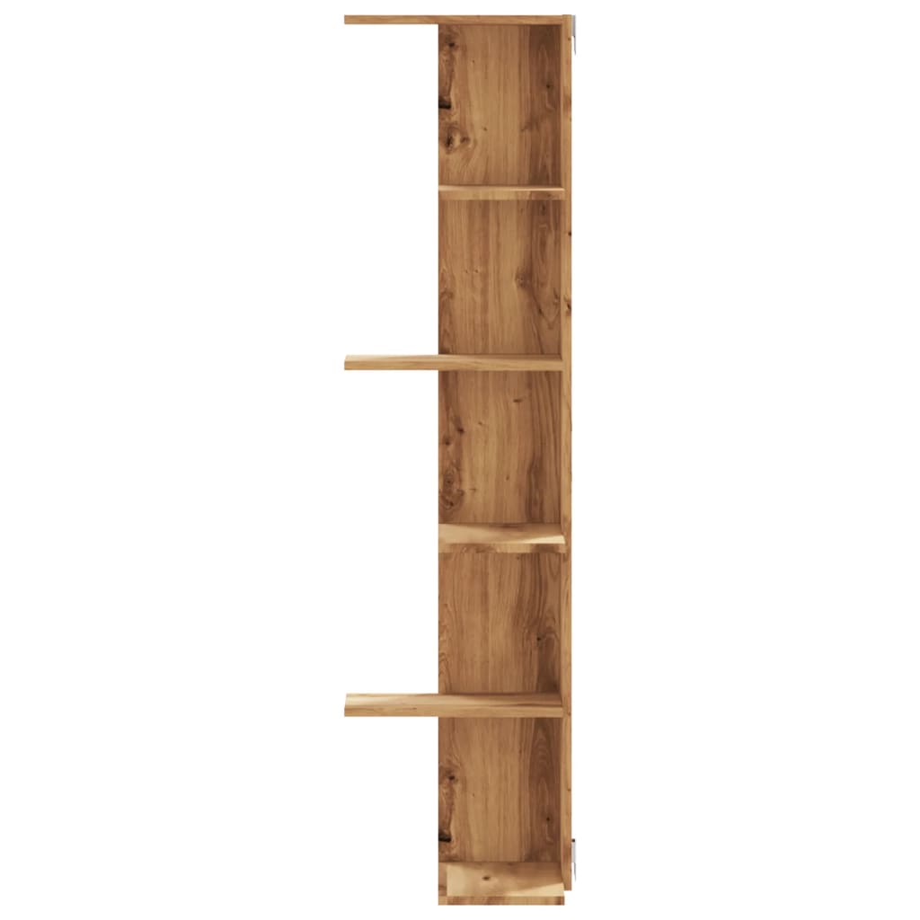 Etagère d'angle murale Chêne artisanal 36,5x36,5x140 cm matière bois