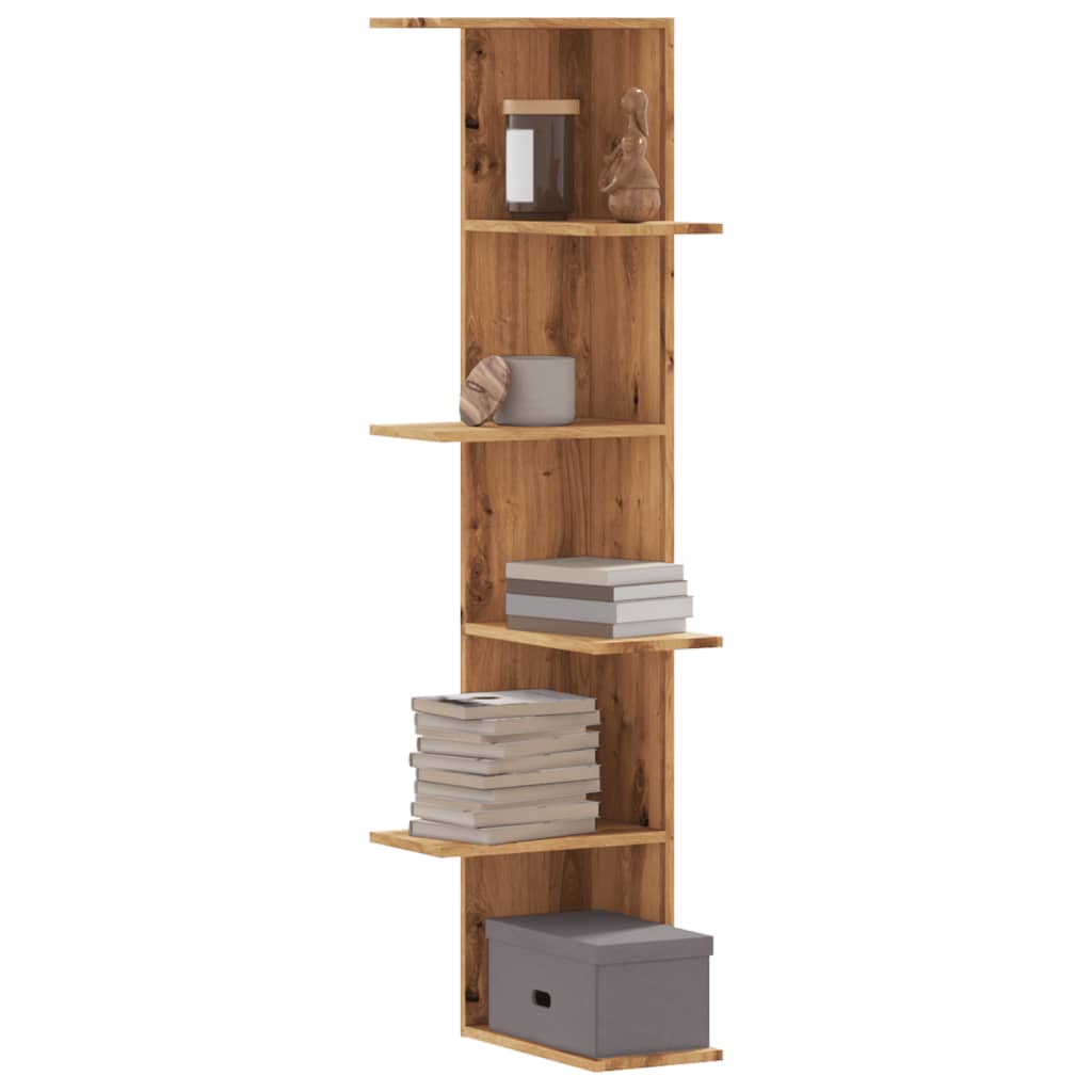Etagère d'angle murale Chêne artisanal 36,5x36,5x140 cm matière bois