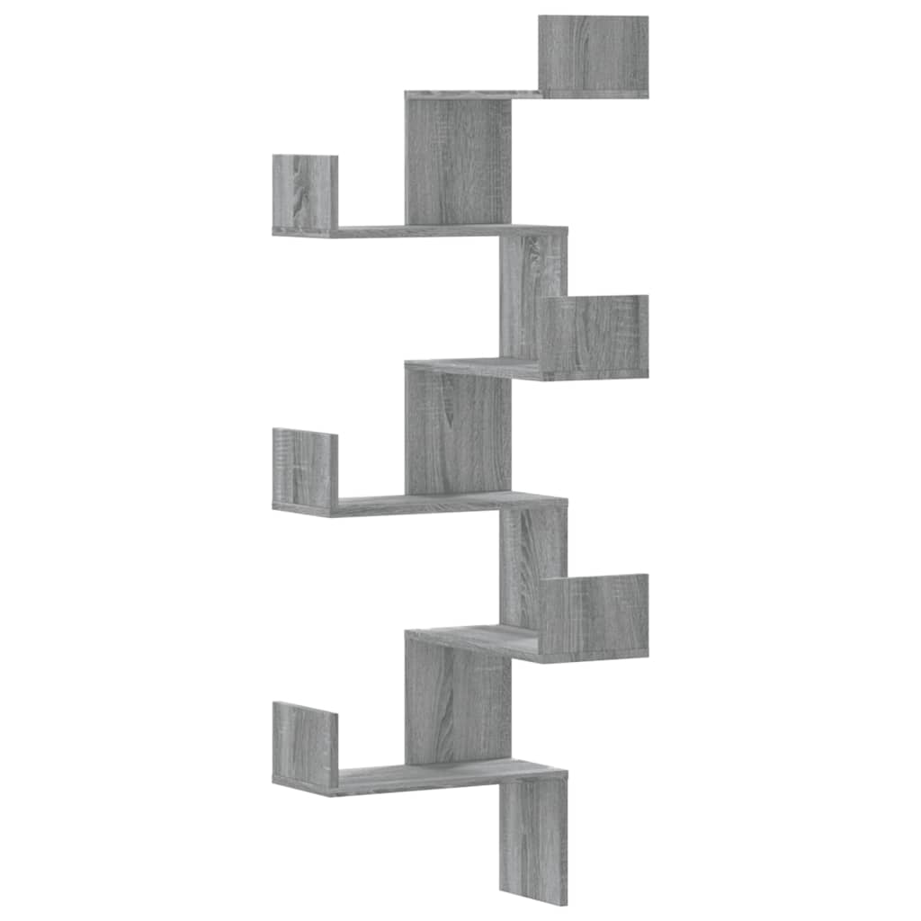 Wall Corner Shelf Gray Sonoma 45x45x147 cm Wood Material