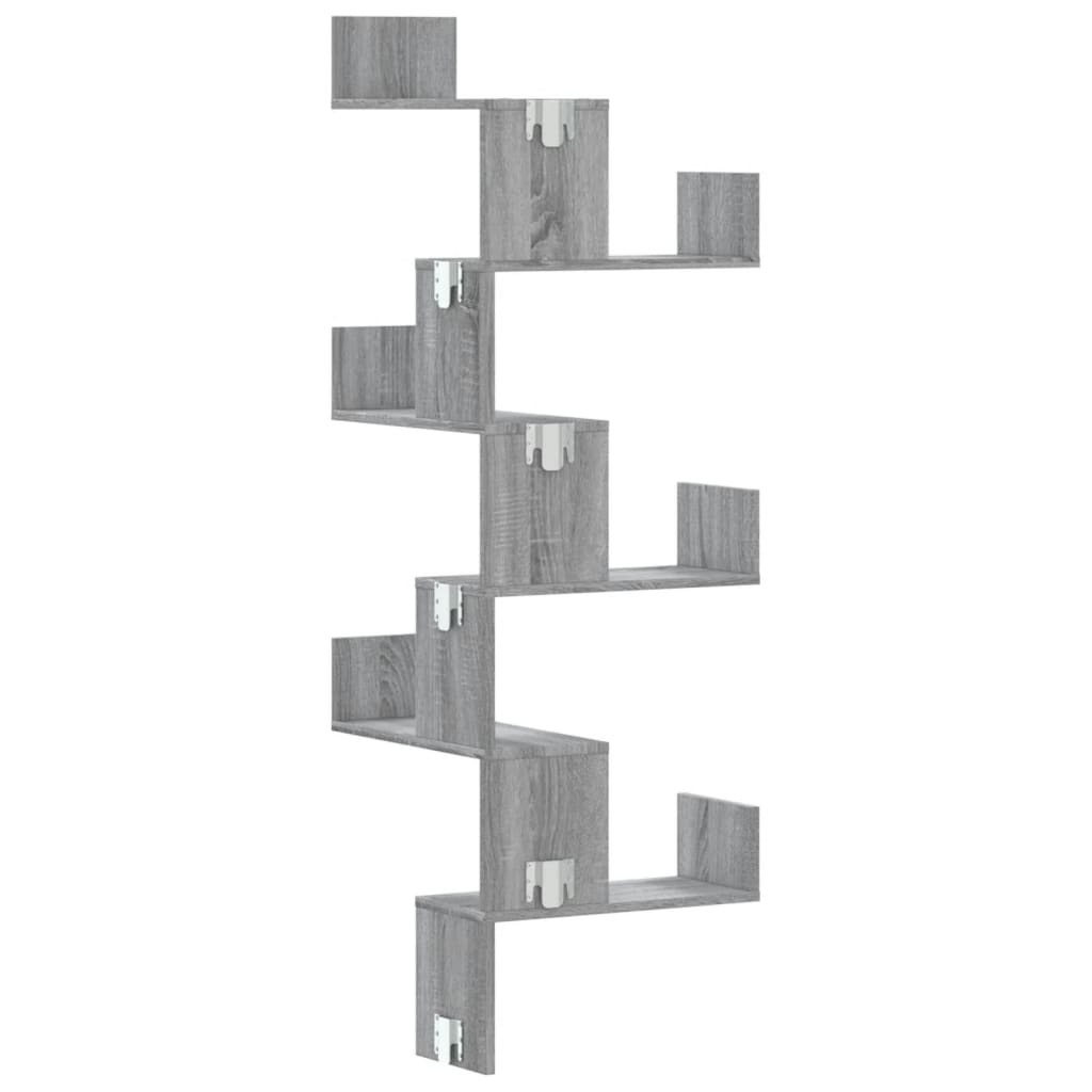 Wall Corner Shelf Gray Sonoma 45x45x147 cm Wood Material