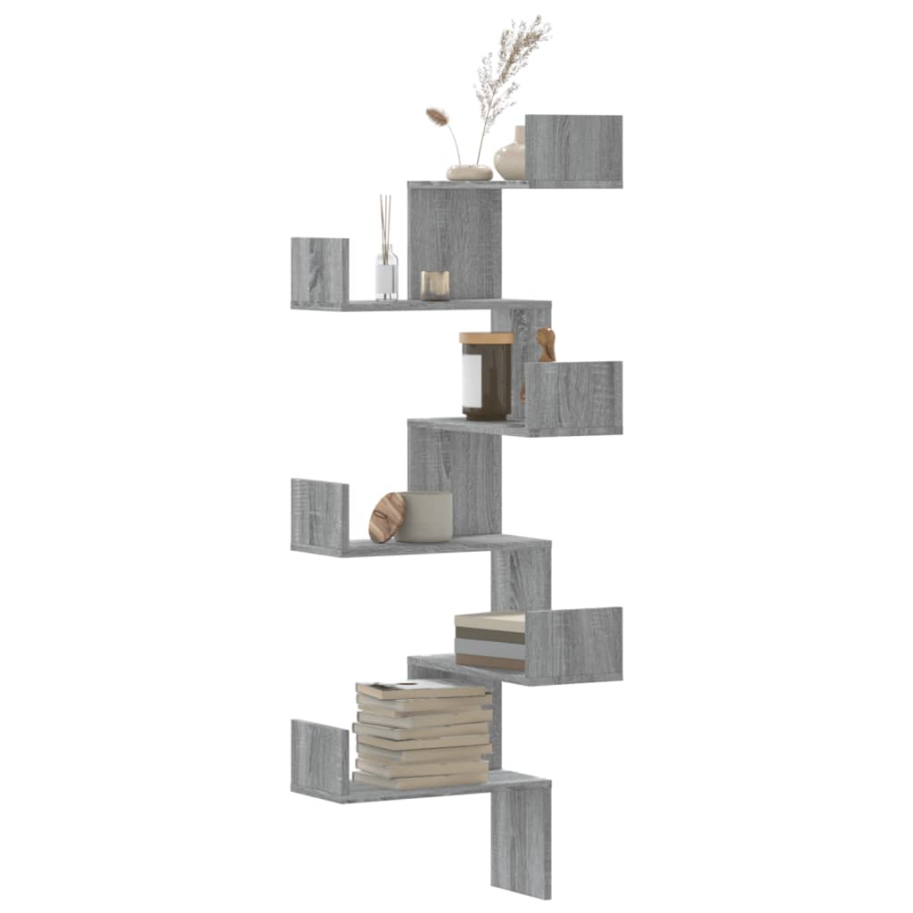 Wall Corner Shelf Gray Sonoma 45x45x147 cm Wood Material