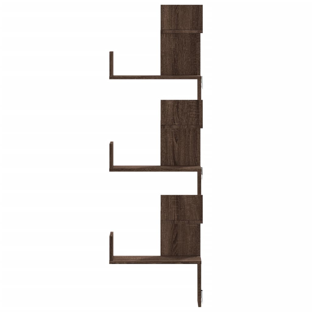 Wall Corner Shelf Brown Oak Look 45x45x147 cm Wood Material
