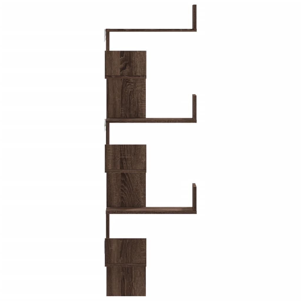Wall Corner Shelf Brown Oak Look 45x45x147 cm Wood Material