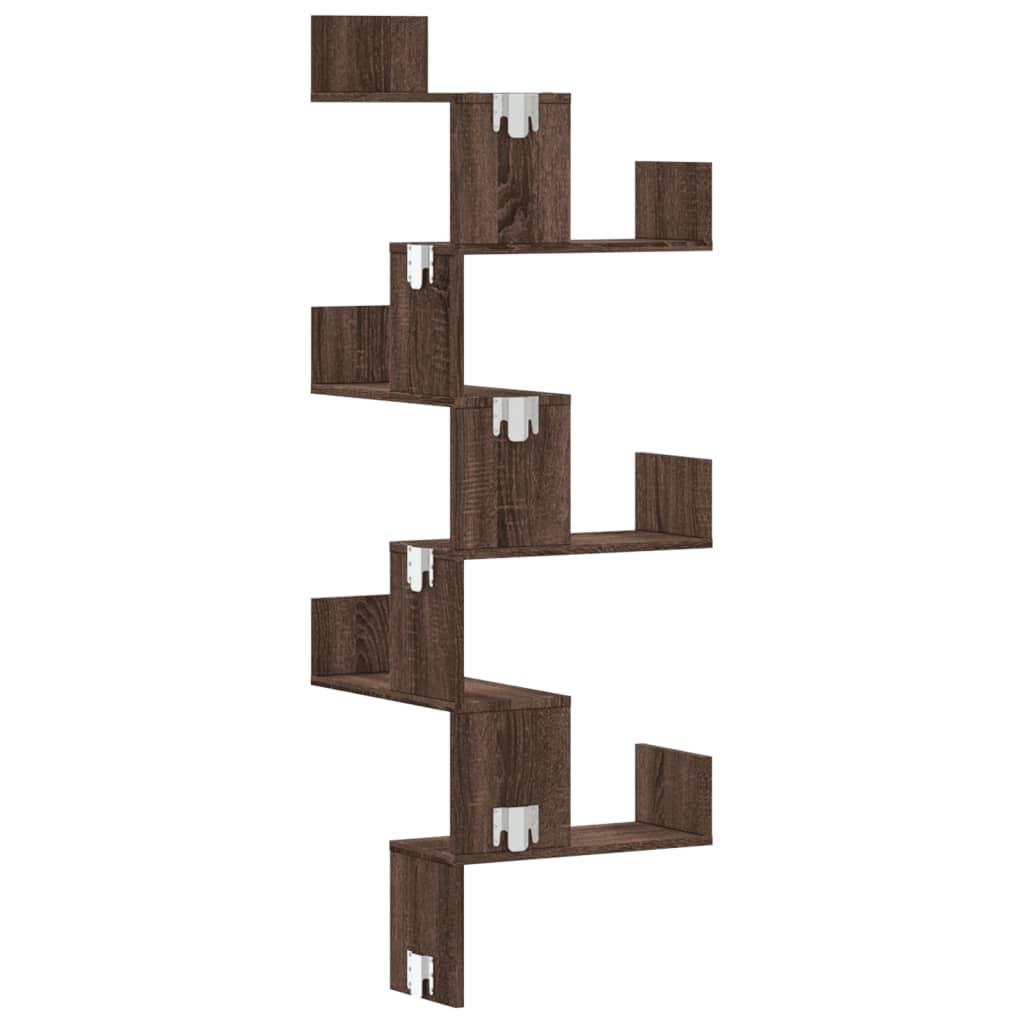 Wall Corner Shelf Brown Oak Look 45x45x147 cm Wood Material