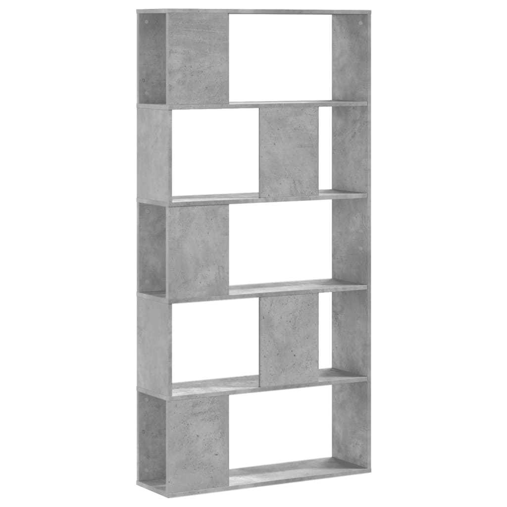 Bookcase 5 Shelves Concrete Grey 80.5x23.5x162.5 cm Wood Material
